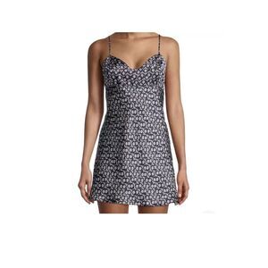 Free People Intimately Free On Our Radar Floral Satin Slip Dress Blue M